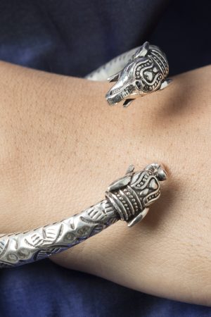 silver bangle with elephant motif