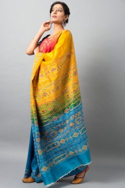 Kantha saree in multi-color hues