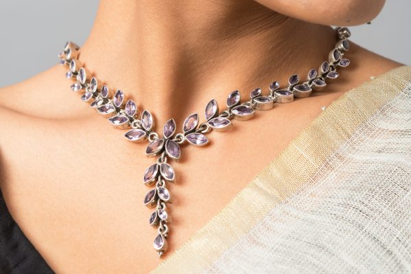 Silver necklace gemstones