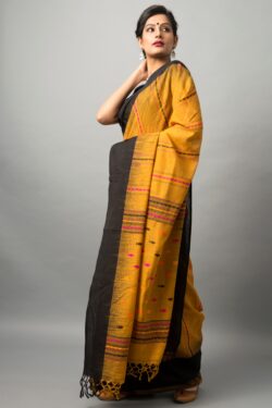 Khadi cotton saree with fish motifs