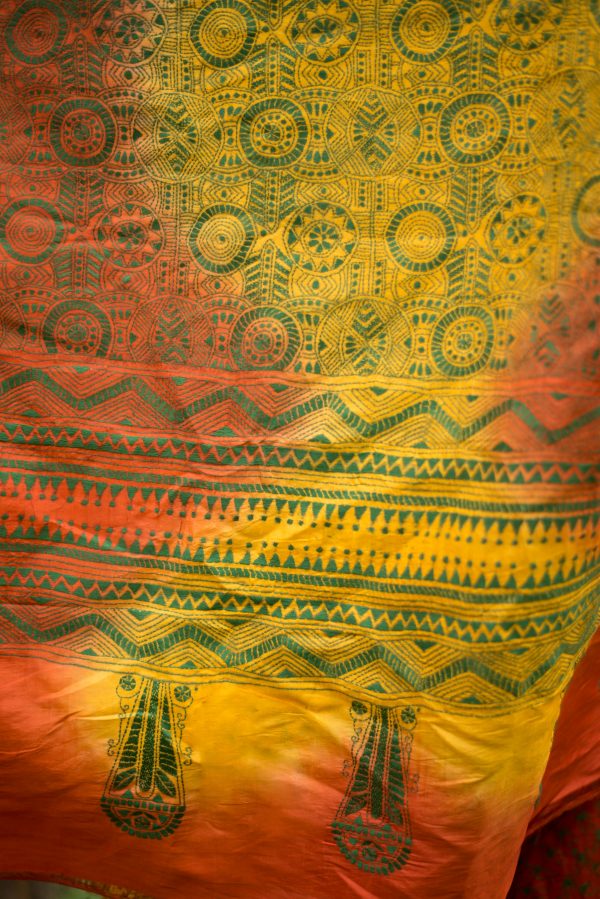 Kantha saree warli motifs